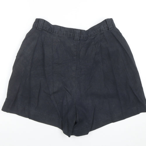 Lee Womens Black Cotton Chino Shorts Size 14 Pleated High Rise Casual