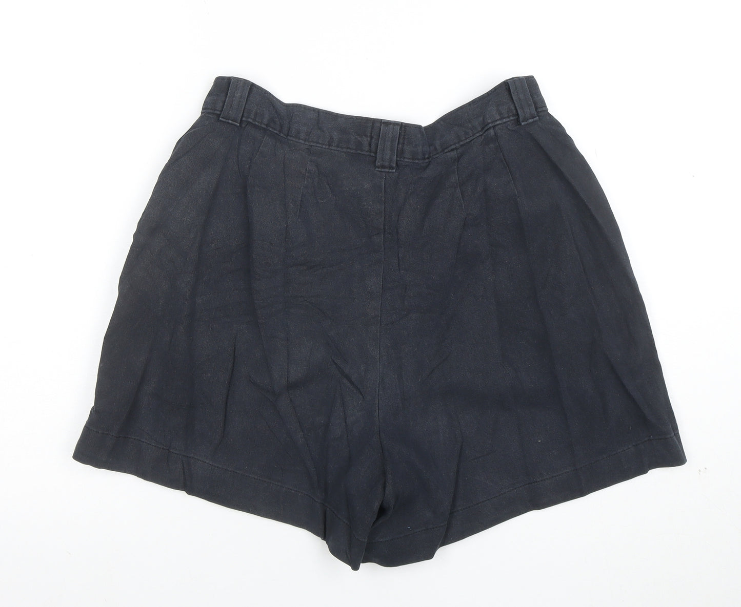 Lee Womens Black Cotton Chino Shorts Size 14 Pleated High Rise Casual