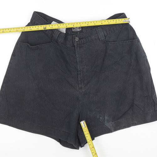 Lee Womens Black Cotton Chino Shorts Size 14 Pleated High Rise Casual