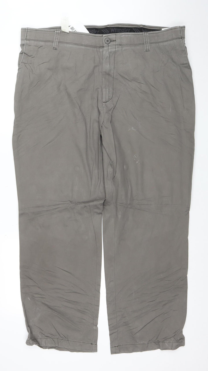 Wrangler Men's Grey Cotton Blend Chino Trousers Size 40 Regular