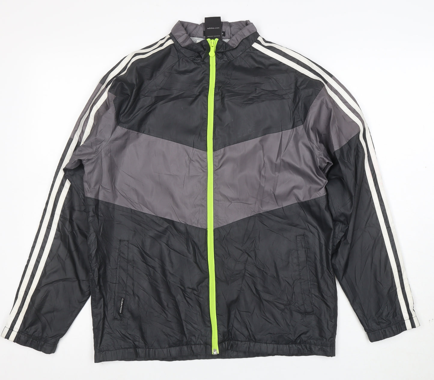 adidas Boys Black ClimaProof Track Jacket 14 Years Full Zip Sports Top