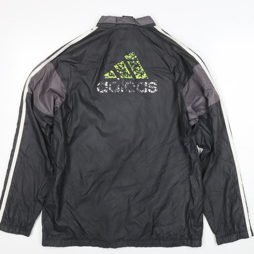 adidas Boys Black ClimaProof Track Jacket 14 Years Full Zip Sports Top