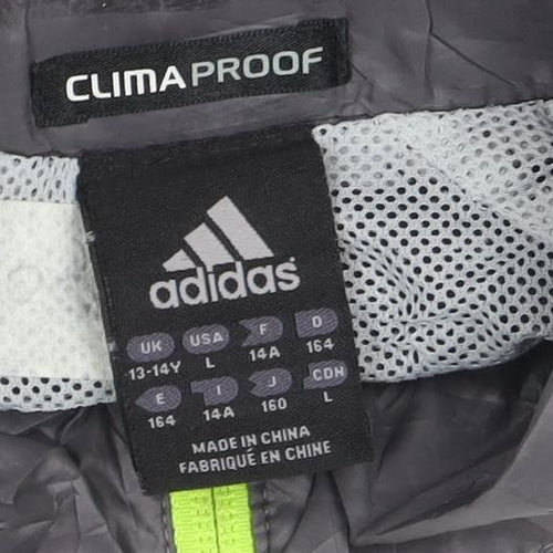 adidas Boys Black ClimaProof Track Jacket 14 Years Full Zip Sports Top