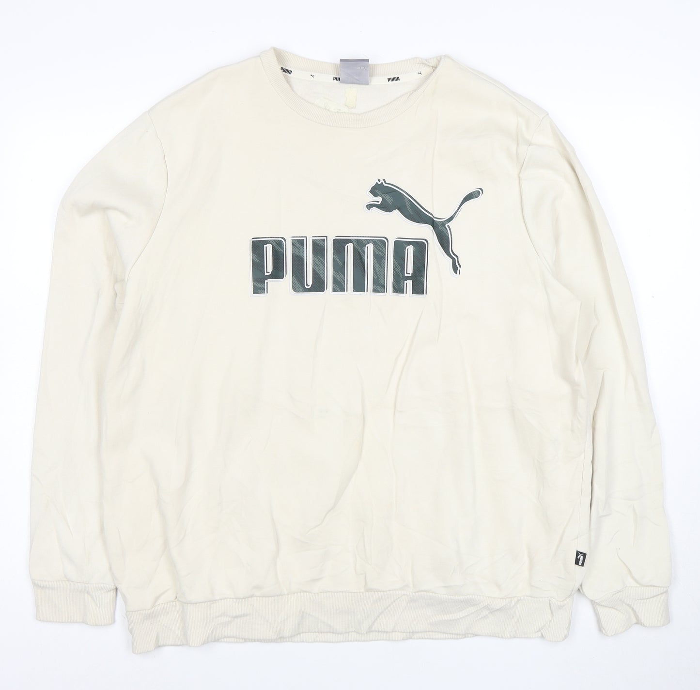 Puma Mens Beige XL Crew Neck Sweatshirt Classic Logo Pullover