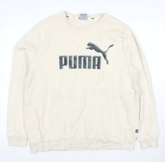 Puma Mens Beige XL Crew Neck Sweatshirt Classic Logo Pullover