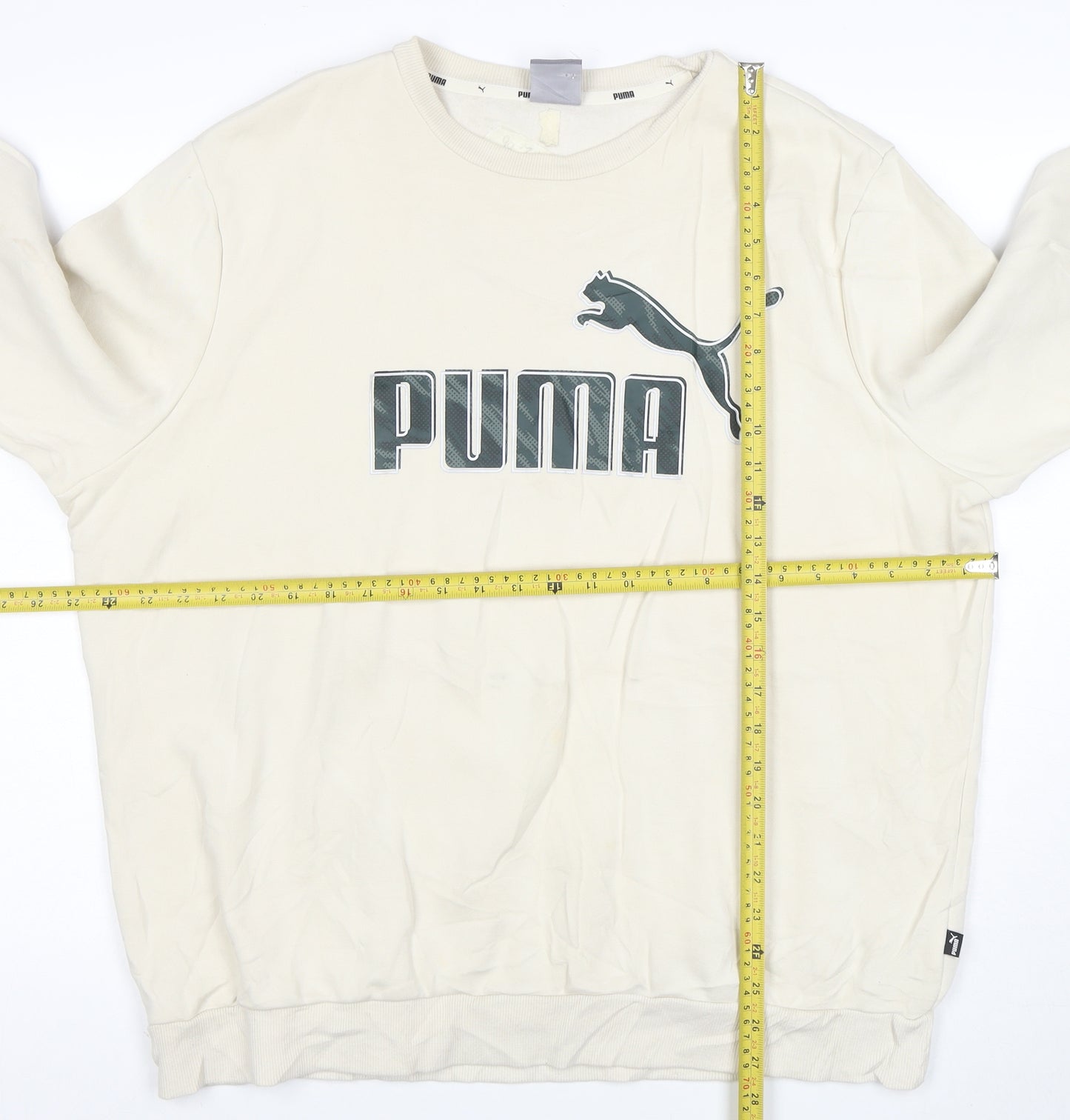 Puma Mens Beige XL Crew Neck Sweatshirt Classic Logo Pullover