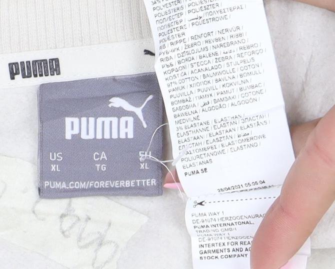 Puma Mens Beige XL Crew Neck Sweatshirt Classic Logo Pullover