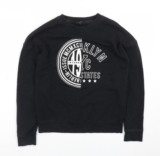 New Look Women's Black Graphic Crew Neck Sweatshirt Size 6