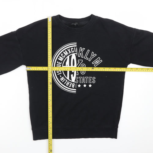 New Look Women's Black Graphic Crew Neck Sweatshirt Size 6