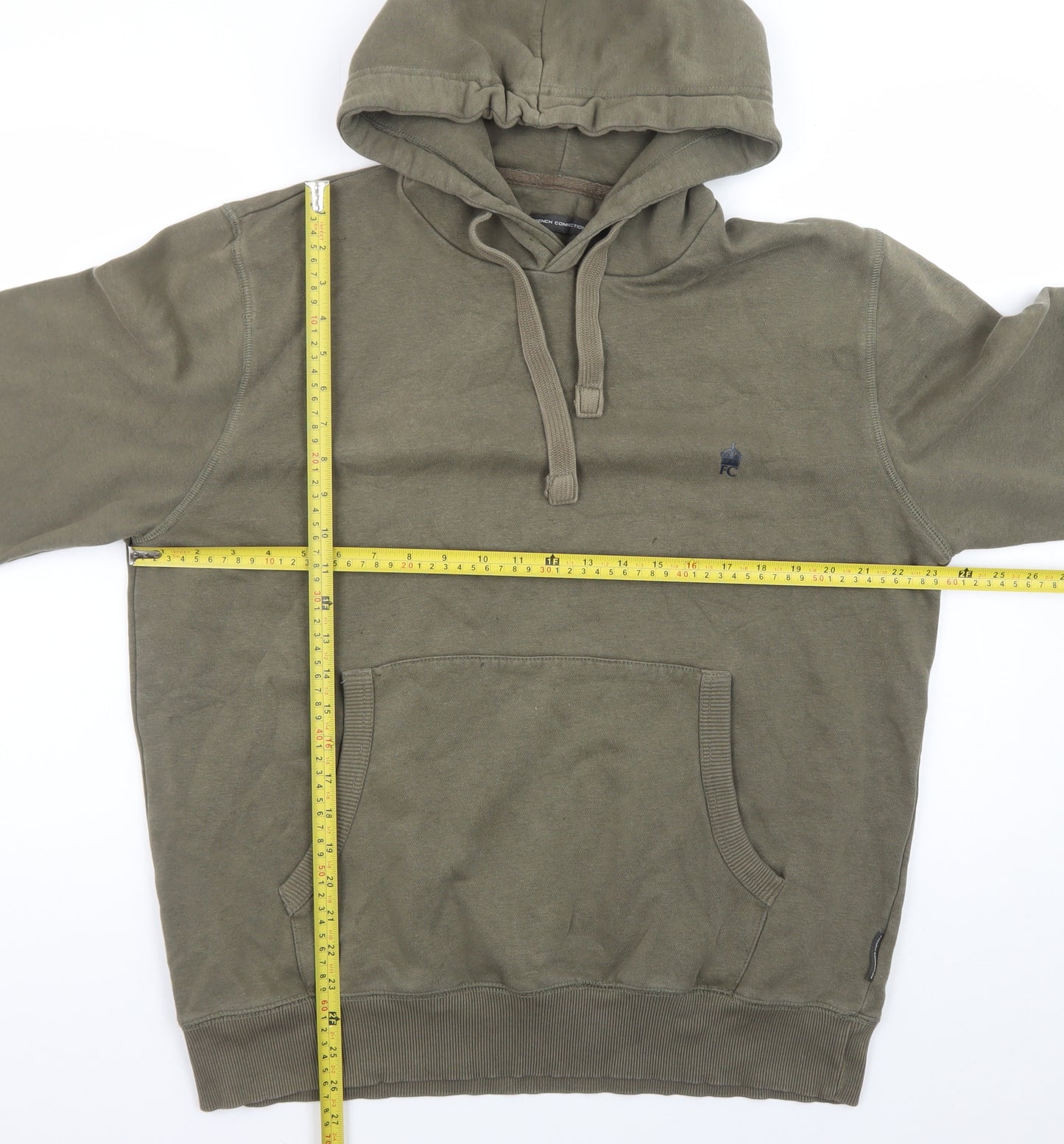 French Connection Men's Khaki Pullover Hoodie XL Cotton Casual