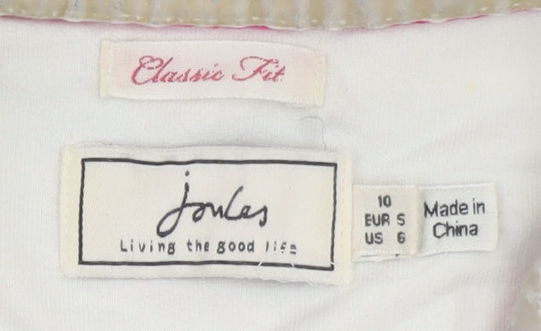Joules Women Grey Striped 1/4 Zip Sweatshirt Size 10 Cotton Blend