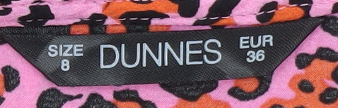 Dunnes Women's Pink Leopard Print A-Line Midi Dress Size 8