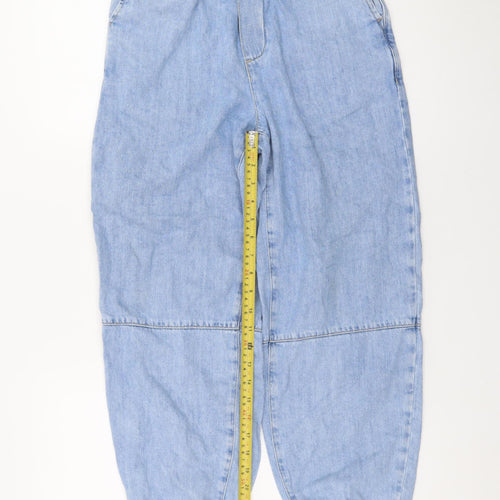 Zara Women's Blue XS Jogger Jeans Relaxed Fit Elastic Waist Denim