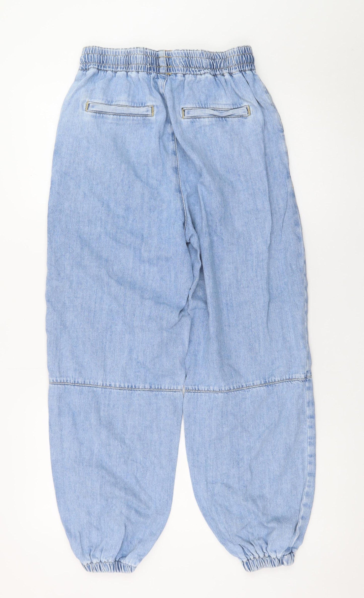 Zara Women's Blue XS Jogger Jeans Relaxed Fit Elastic Waist Denim