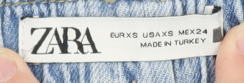 Zara Women's Blue XS Jogger Jeans Relaxed Fit Elastic Waist Denim