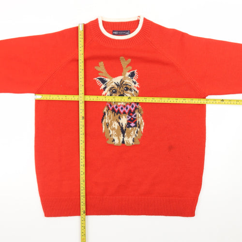 Marks and Spencer Women Red Dog Christmas Jumper M Pullover Knit