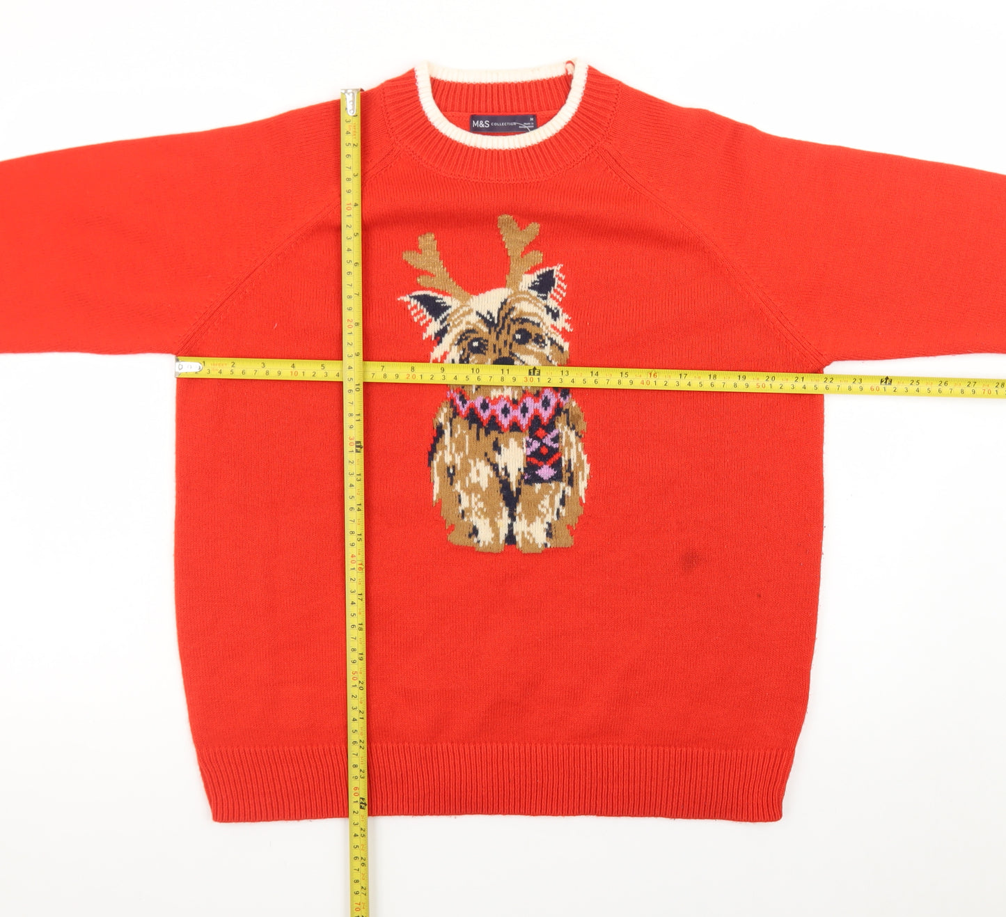 Marks and Spencer Women Red Dog Christmas Jumper M Pullover Knit