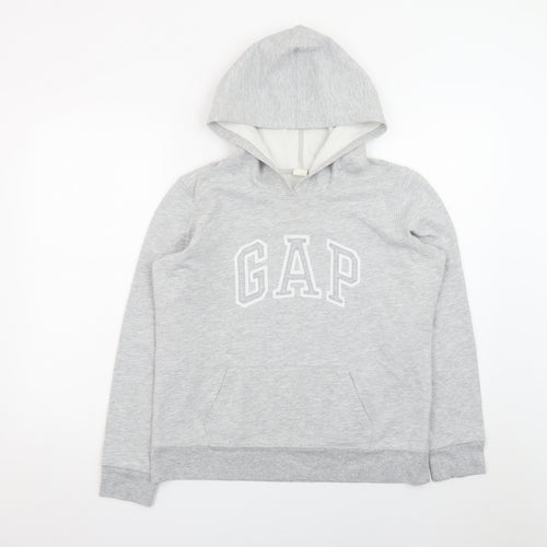 GAP Men’s Grey Pullover Hoodie M Logo Sweatshirt Cotton Blend