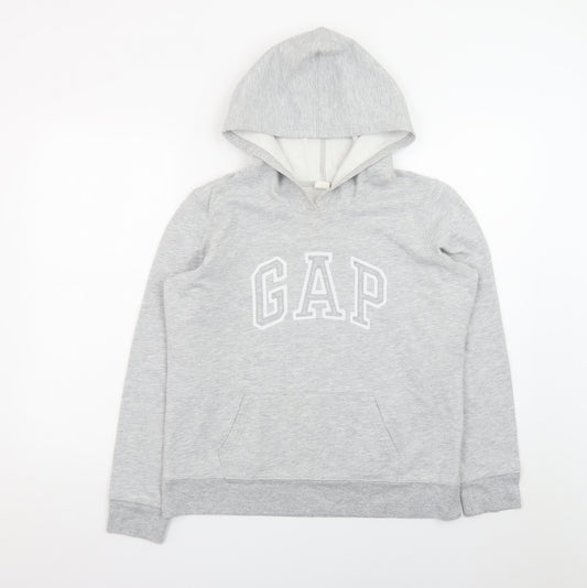 GAP Men’s Grey Pullover Hoodie M Logo Sweatshirt Cotton Blend