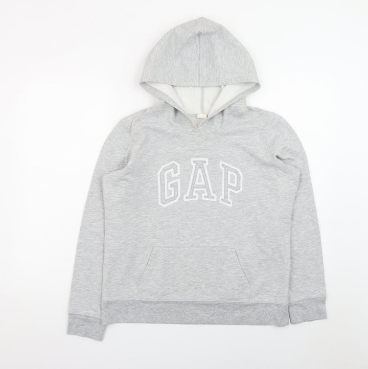 GAP Men’s Grey Pullover Hoodie M Logo Sweatshirt Cotton Blend