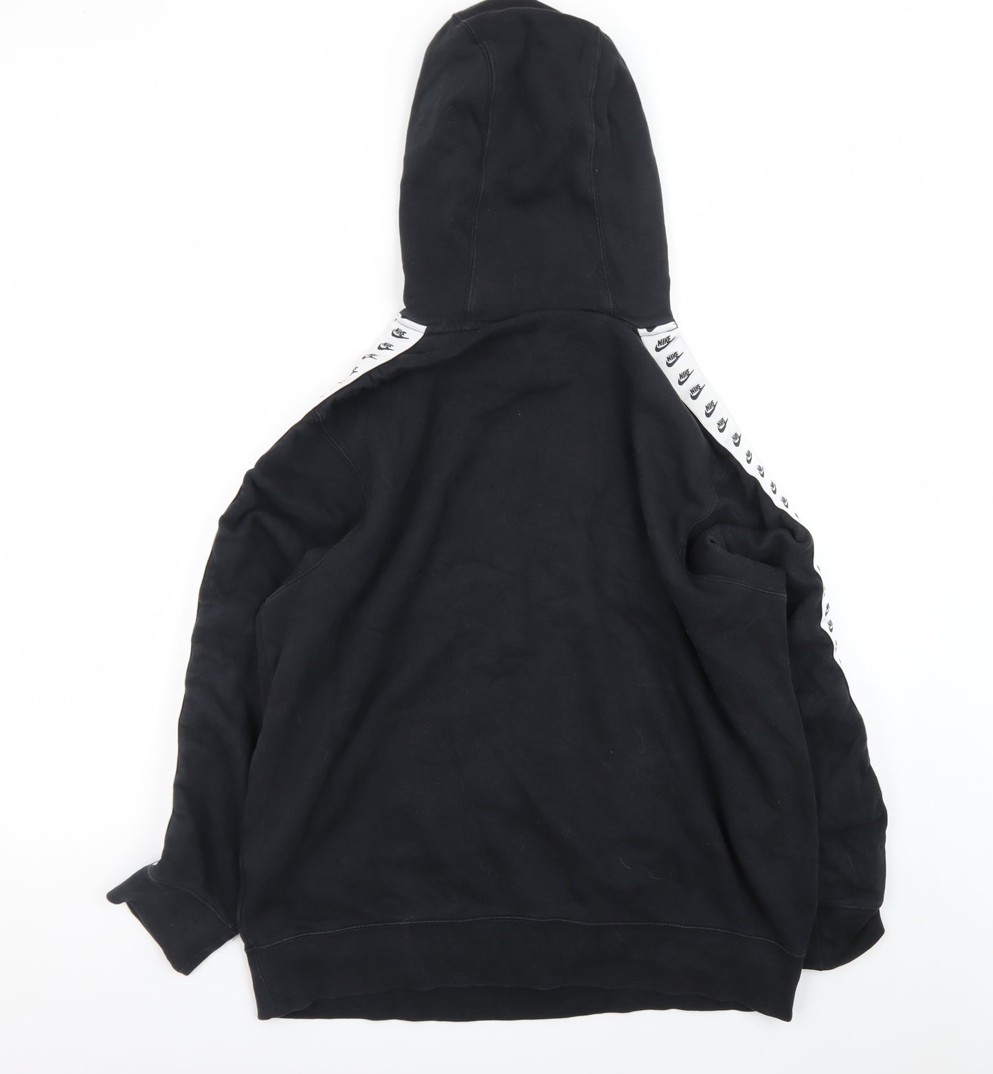 Nike Men’s Black Pullover Hoodie L Logo Tape Sportswear Fleece