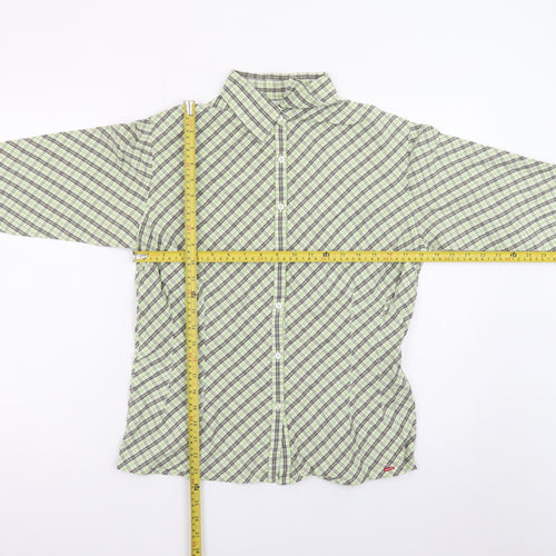 Paco Jeans Women's Green Check 3/4 Sleeve Cotton Button-Up Shirt M