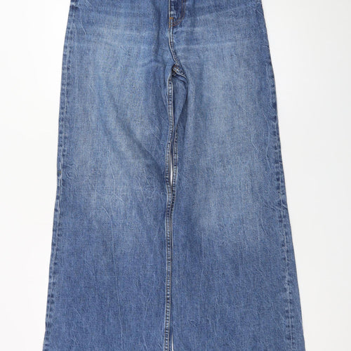 ZARA Women's Blue High Rise Wide-Leg Jeans Size 8
