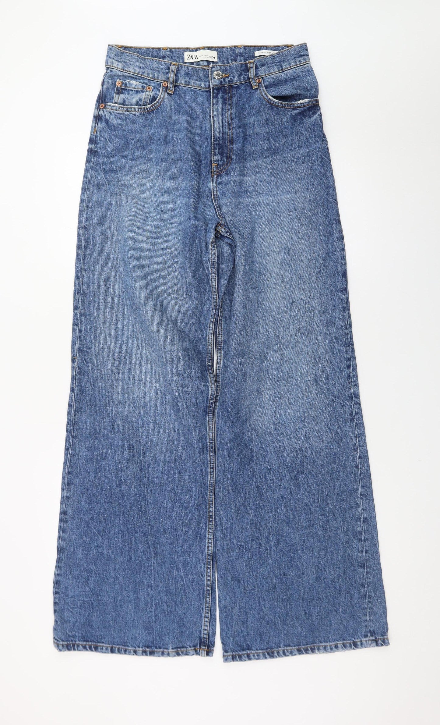 ZARA Women's Blue High Rise Wide-Leg Jeans Size 8