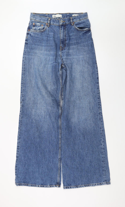 ZARA Women's Blue High Rise Wide-Leg Jeans Size 8