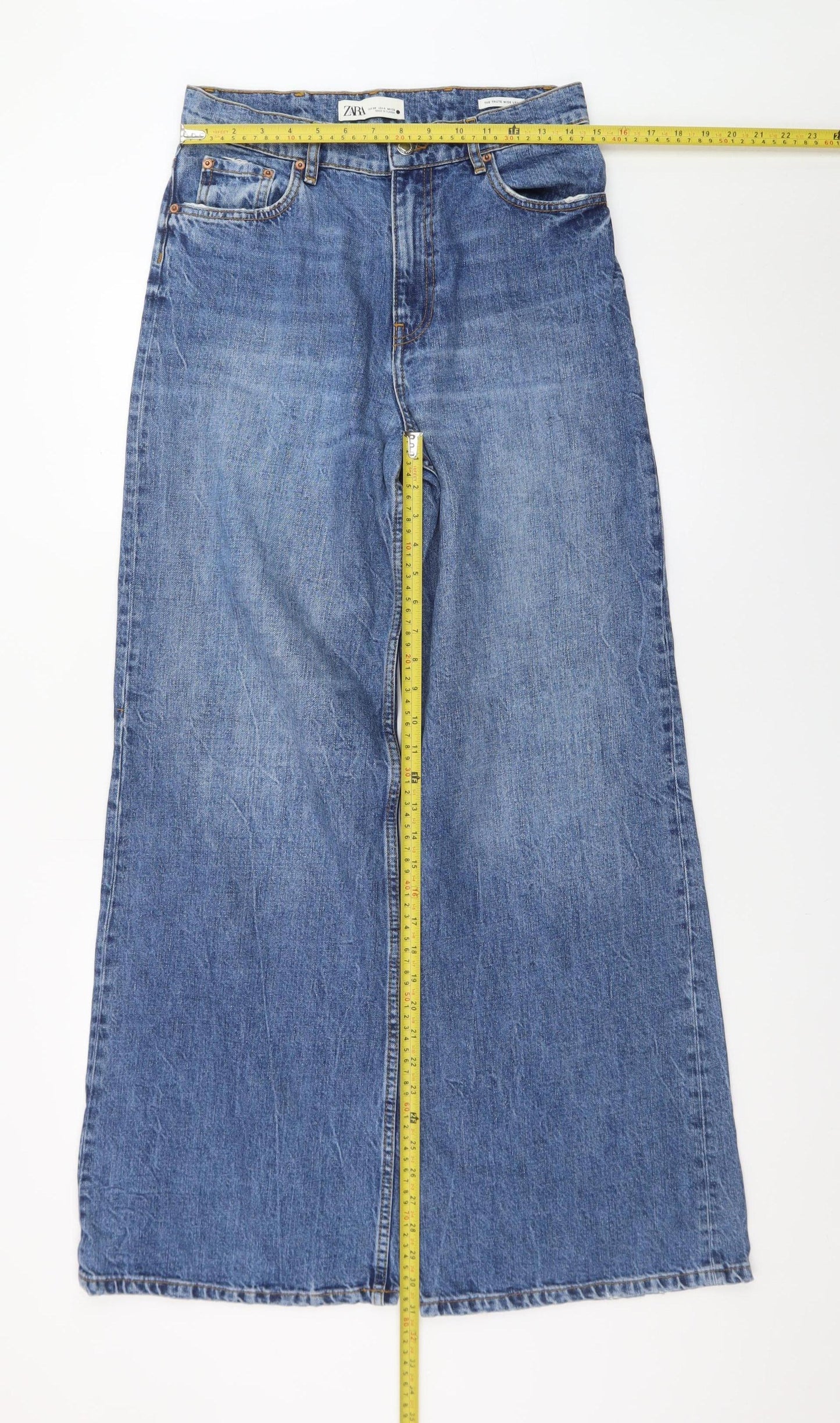ZARA Women's Blue High Rise Wide-Leg Jeans Size 8