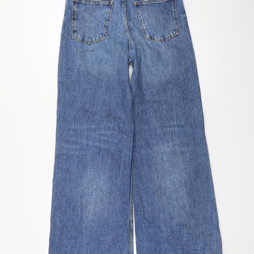 ZARA Women's Blue High Rise Wide-Leg Jeans Size 8