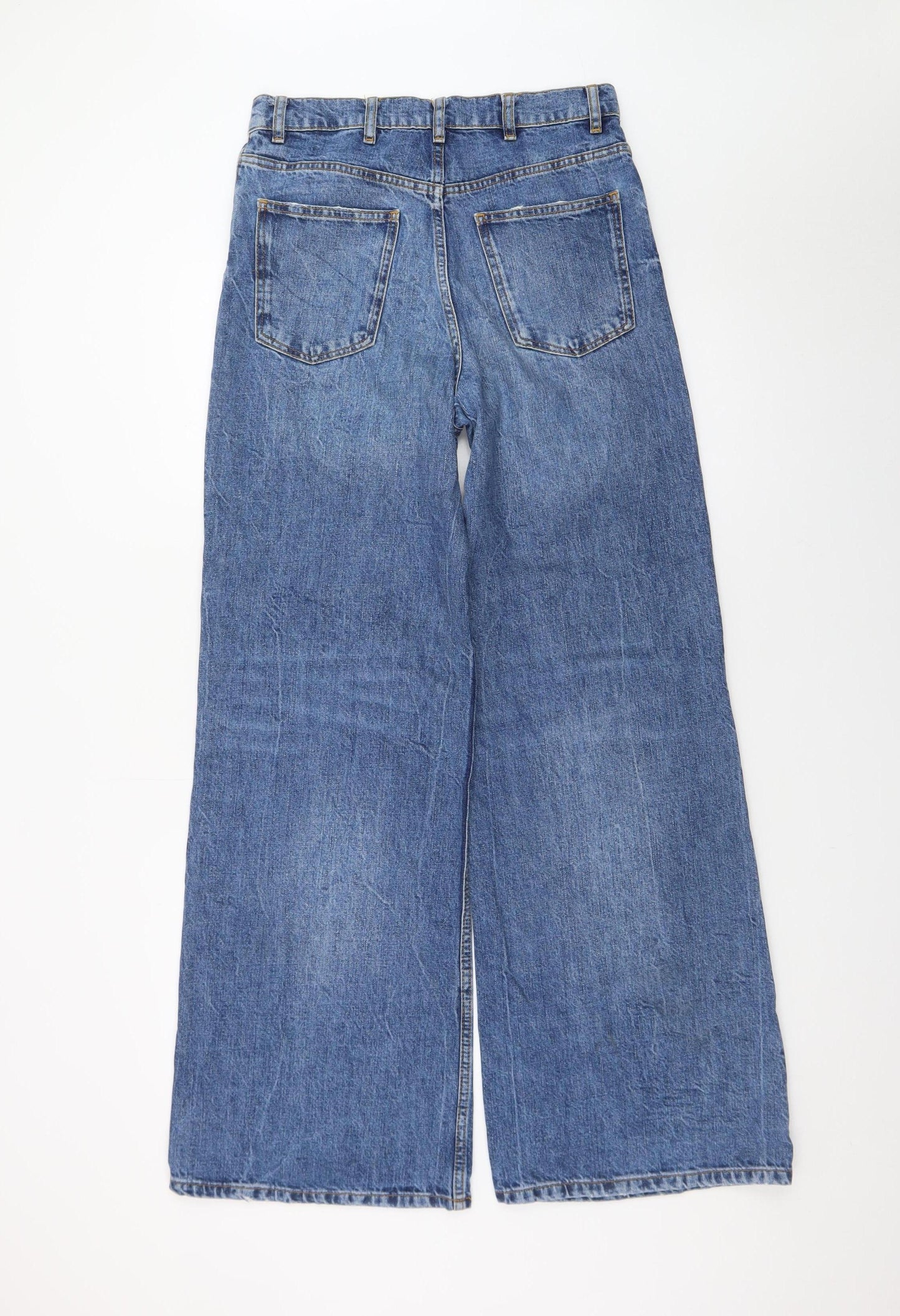 ZARA Women's Blue High Rise Wide-Leg Jeans Size 8