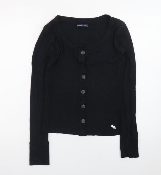 Abercrombie & Fitch Women’s Black Slim Fit Long Sleeve Button-Up Top M