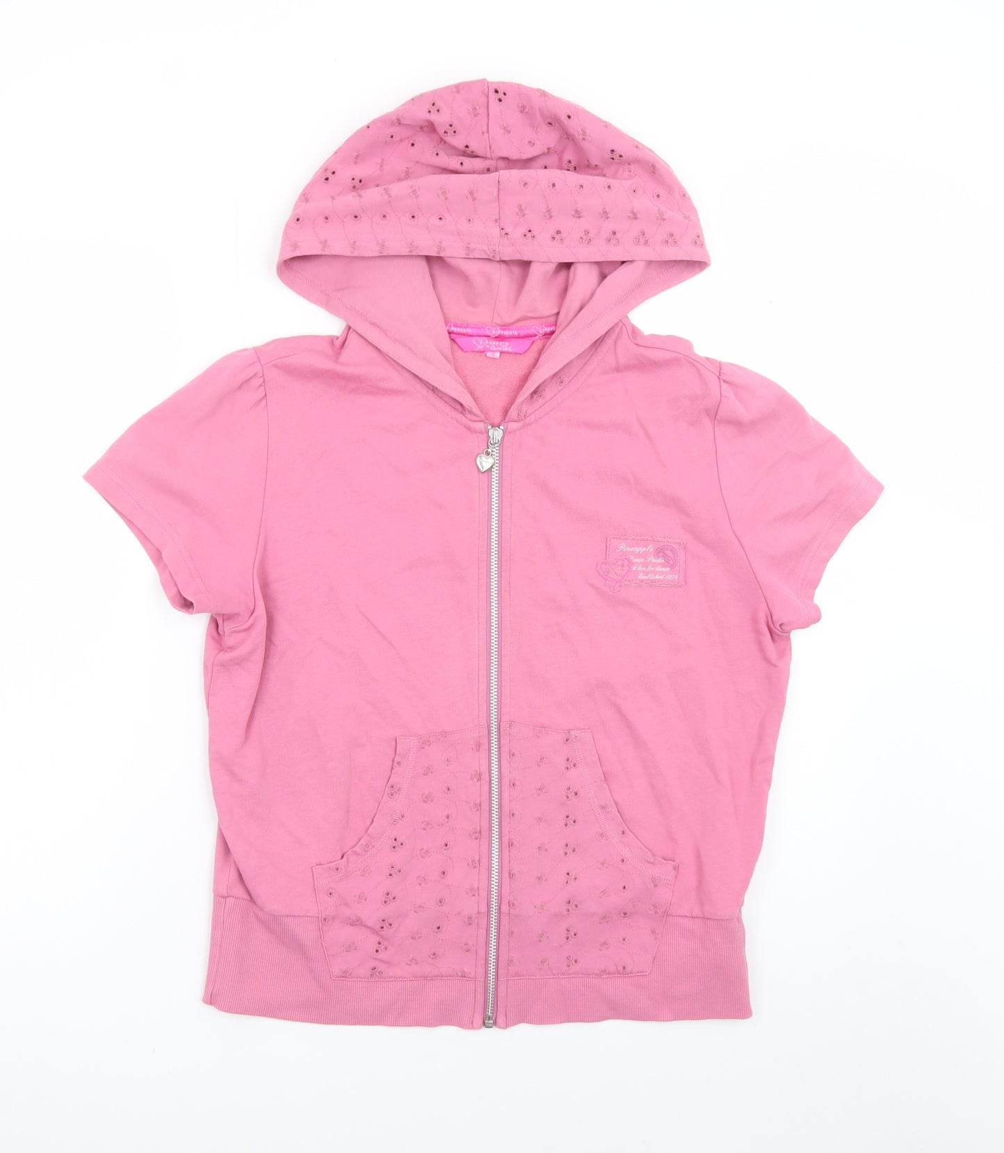 Debenhams Women Pink Zip Hoodie Tee Size 16 Cotton Short Sleeve