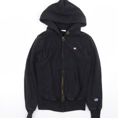 Champion Mens Black Small Full Zip Hoodie Reverse Weave Vintage