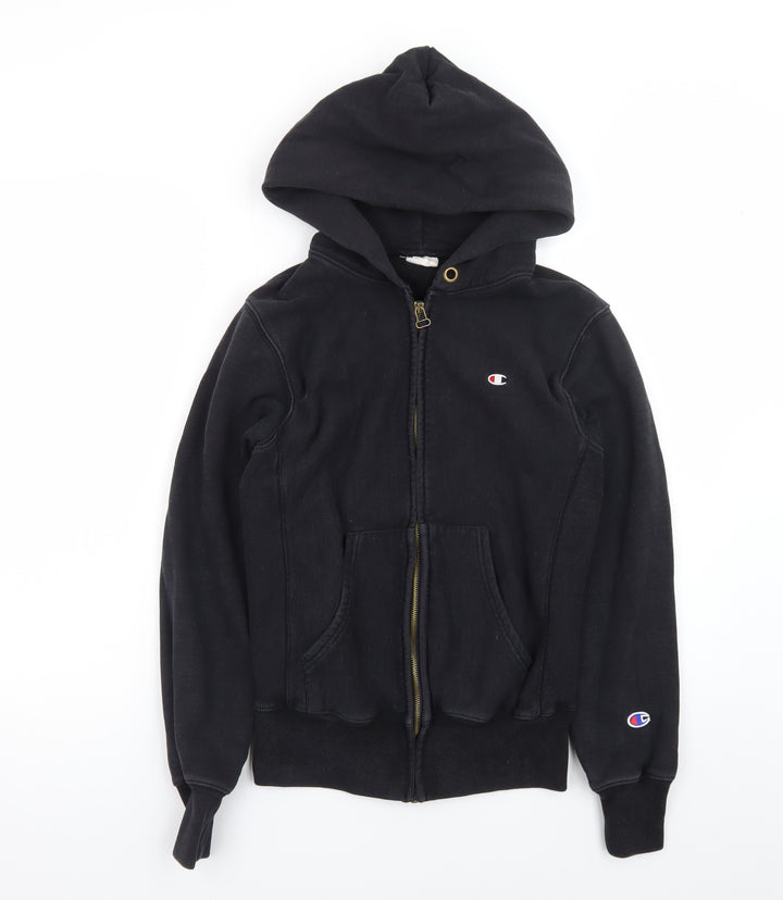 Champion Mens Black Small Full Zip Hoodie Reverse Weave Vintage