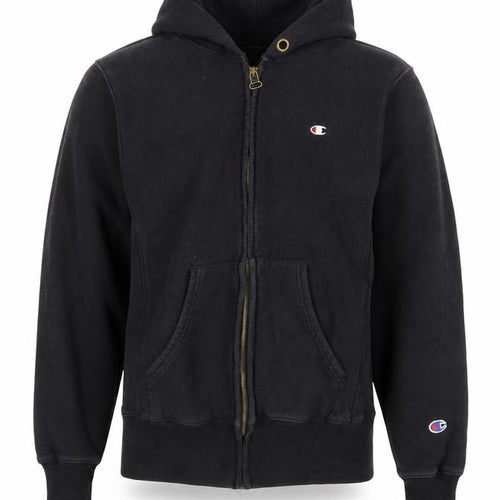 Champion Mens Black Small Full Zip Hoodie Reverse Weave Vintage