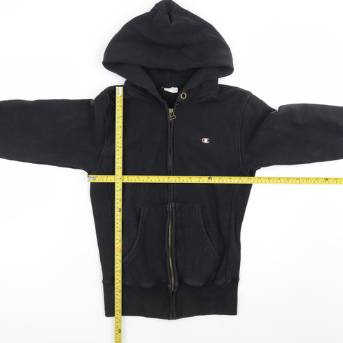 Champion Mens Black Small Full Zip Hoodie Reverse Weave Vintage