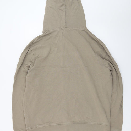 AllSaints Men's Beige Hoodie Medium Pullover Logo Cotton Sweatshirt