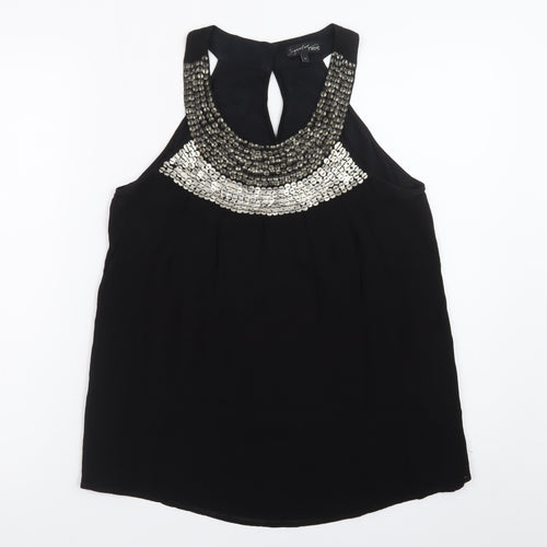 Next Women’s Black Beaded Halter Camisole Blouse Size 12