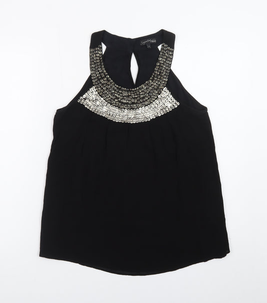 Next Women’s Black Beaded Halter Camisole Blouse Size 12
