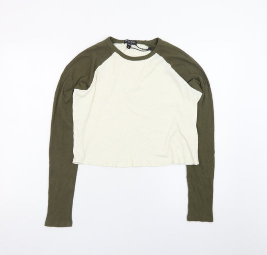 Brave Soul Women’s Multicoloured XL Cropped Long Sleeve T-Shirt