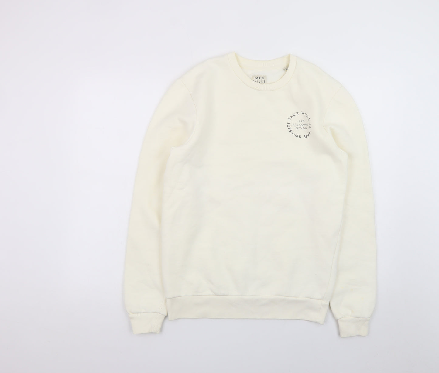 Jack Wills Women's Ivory Crew Neck Pullover Sweatshirt S