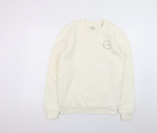 Jack Wills Women's Ivory Crew Neck Pullover Sweatshirt S