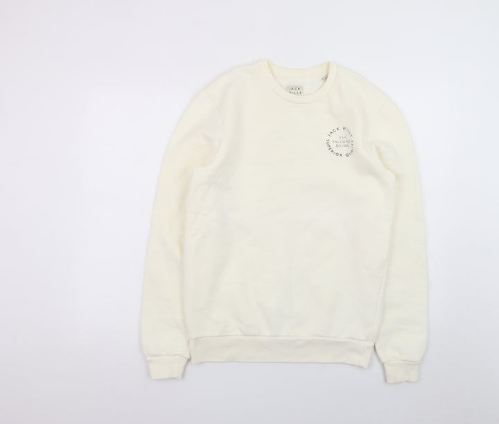 Jack Wills Women's Ivory Crew Neck Pullover Sweatshirt S