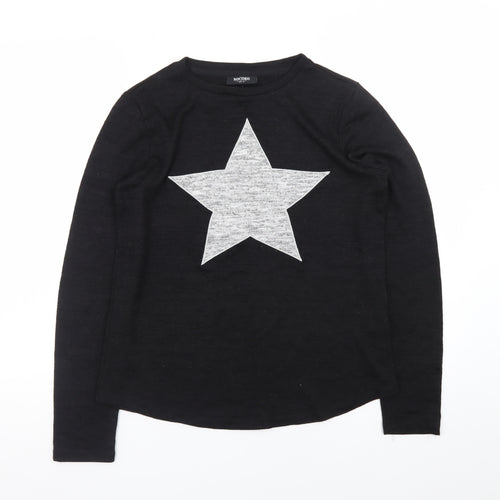 Nocozo Womens Black Long Sleeve Star Print T-Shirt Size 12