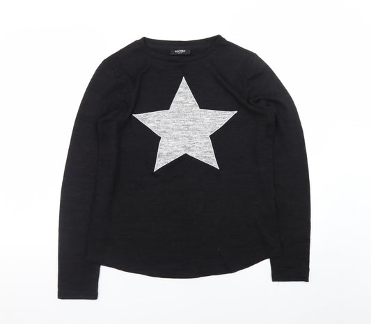 Nocozo Womens Black Long Sleeve Star Print T-Shirt Size 12