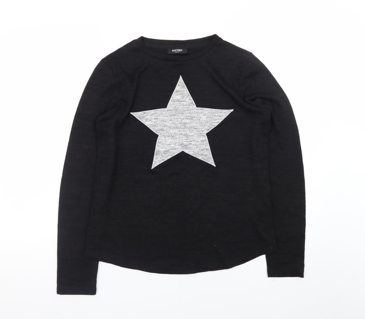 Nocozo Womens Black Long Sleeve Star Print T-Shirt Size 12