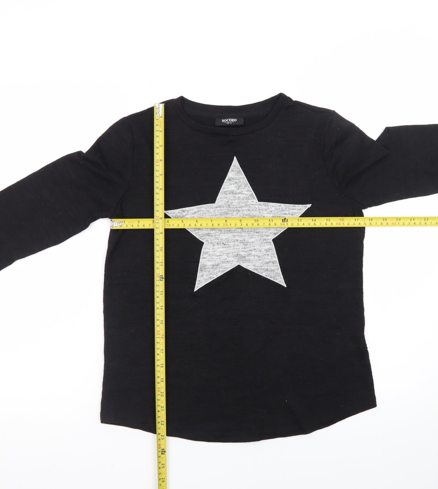 Nocozo Womens Black Long Sleeve Star Print T-Shirt Size 12