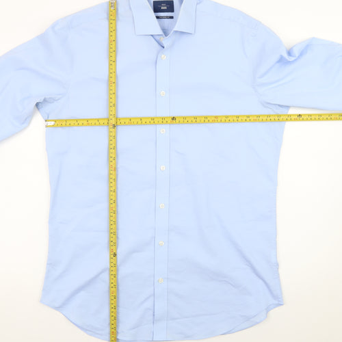 Moss 1851 Men's Blue Tailored Fit Long Sleeve Formal Dress Shirt 2XL